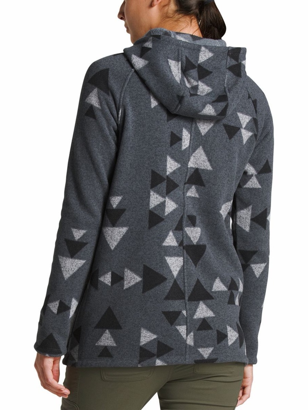 The North Face Women's Dark Gray Geometric Hooded Fleece Jacket